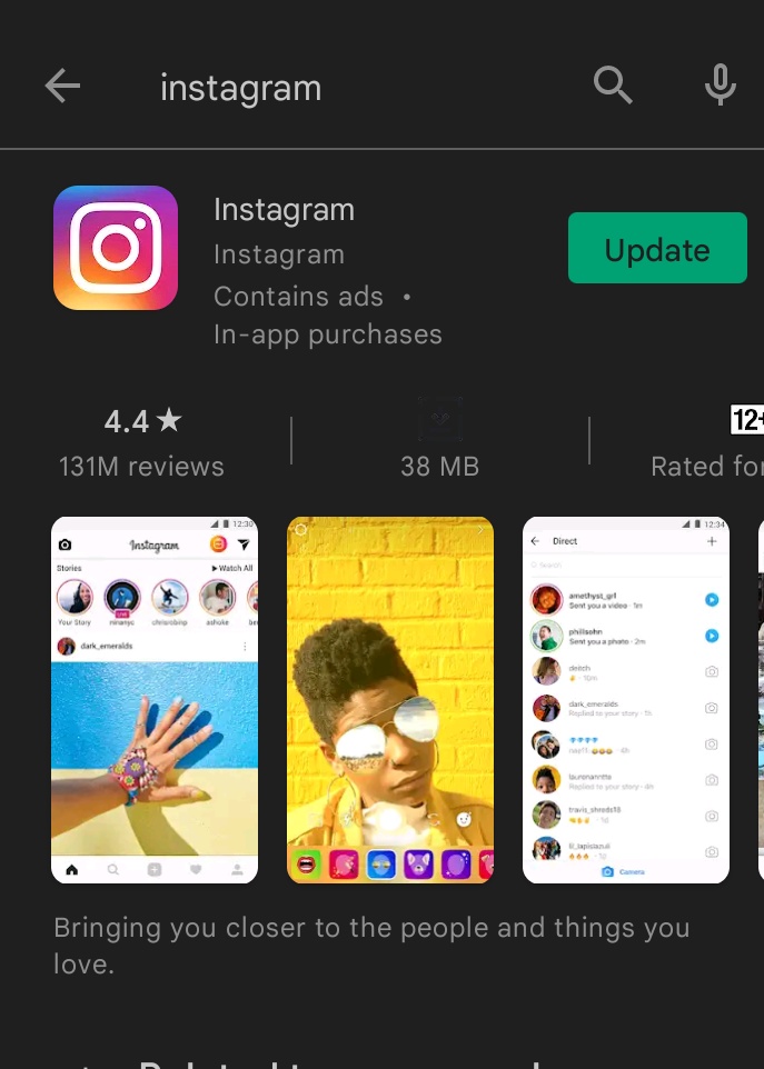 update instagram app